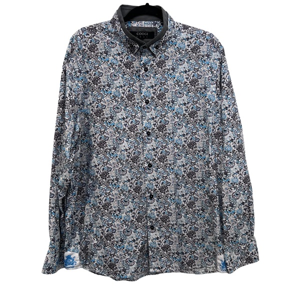 Coogi Luxe button up collared floral dress Shirt - Picture 1 of 3